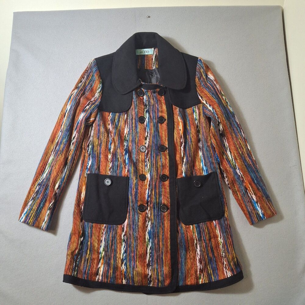 Karlie Corded Jacket Womens Small Autumn Fall Colors Lined Yarn Woven Coat